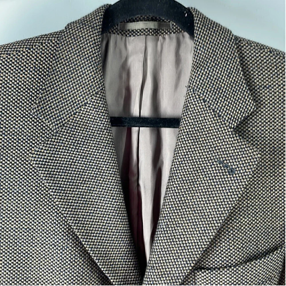 HUGO Boss suit jacket sports coat nails head browns blues 100% virgin wool sz 40